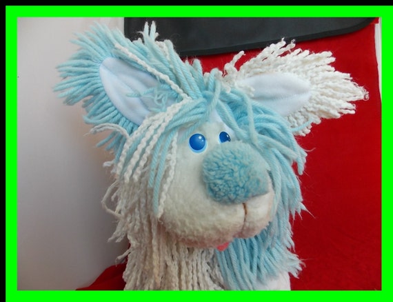 stuffed animal blue dog