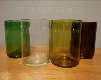 12 oz Wine Bottle Drinking Glasses Tumblers - Up-cycled from Used Wine Bottles