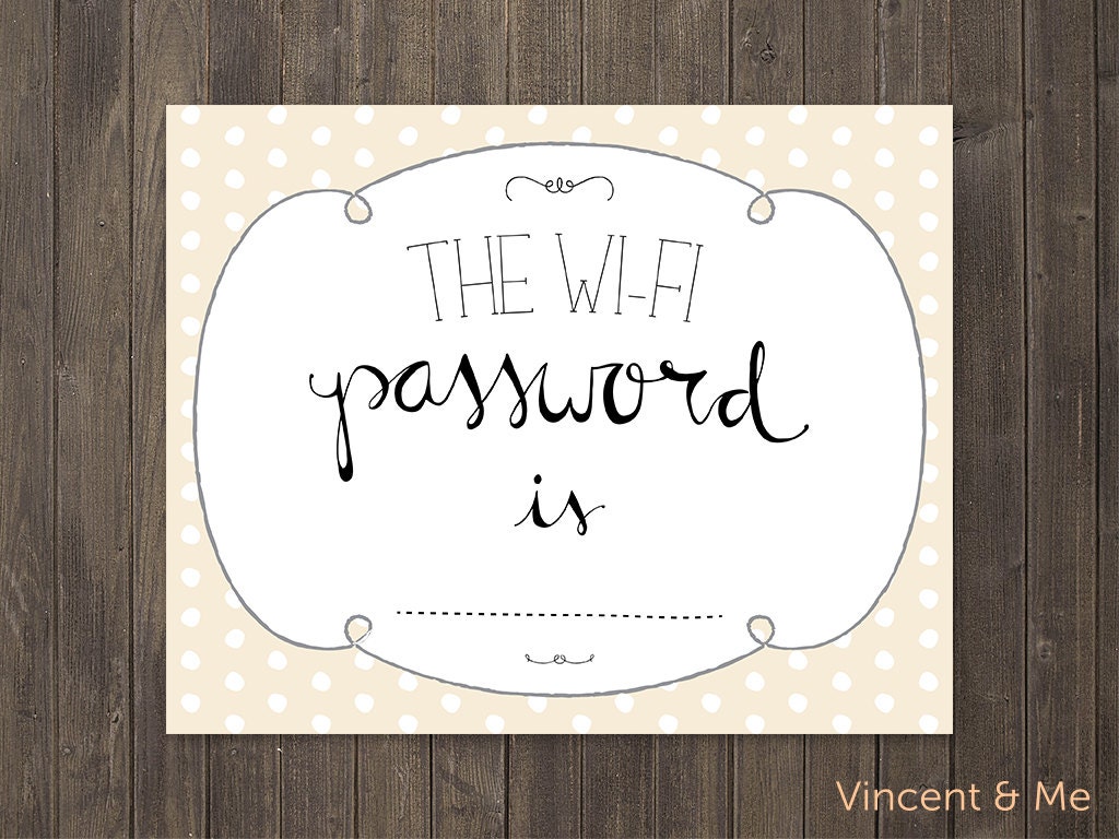 Wifi password signal Printable wifi password sign Print it