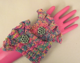 Wrist Cuffs Hand Warmers Hand Knit Cotton