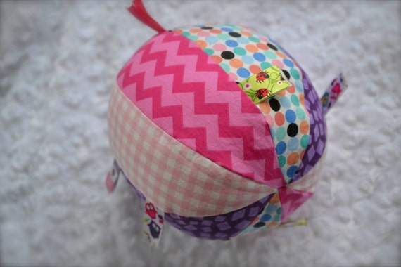 Soft fabric stuffed ribbon ball baby or by SweetSewingByJen