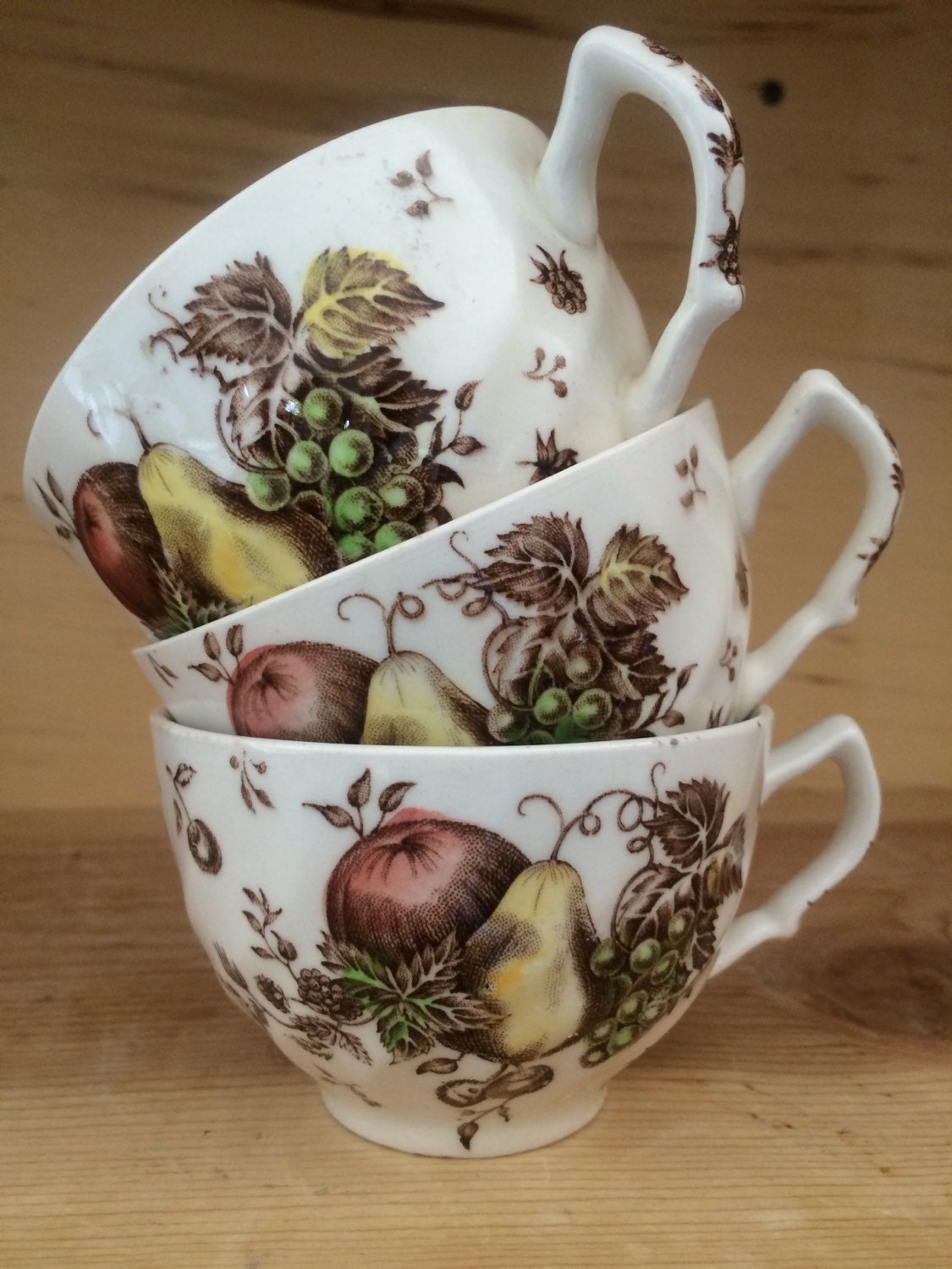 Johnson Brothers Autumn Delight Teacups set of three Brown