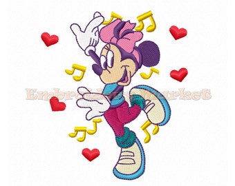 adorable aerobics minnie mouse embroidery design 4x4 Instant Download