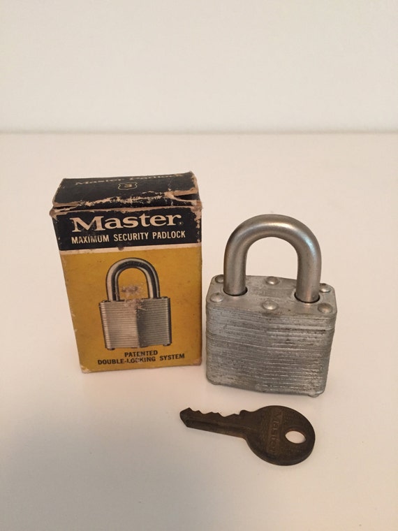 Vintage Master Lock Padlock with Key and Box by DayOldModern