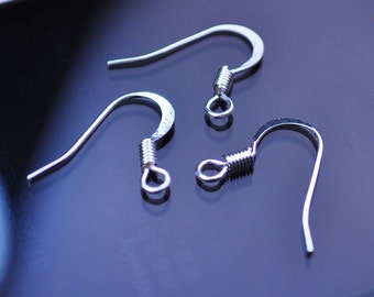 15mm--Silver plated copper ear hooks Ear Wires earrings --40pc(20pair)