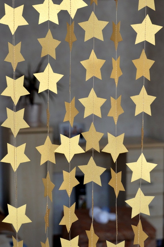 Gold Paper star garland Wedding garland by HappyHolidayDecor