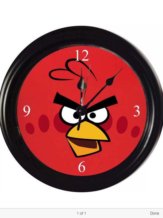 Angry Birds Wall Clock Battery Powered Black by Kustomklocks4u