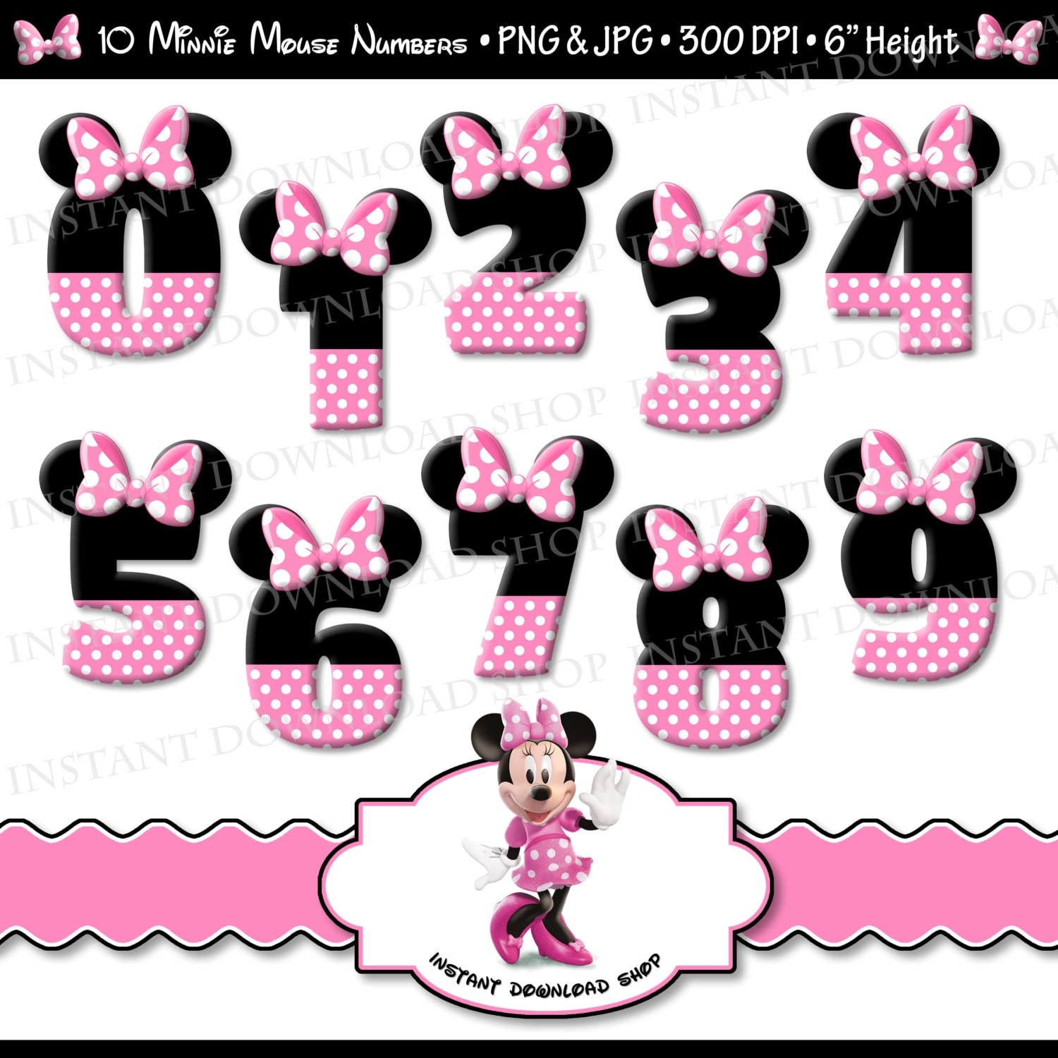 instant download minnie mouse numbers minnie mouse digital