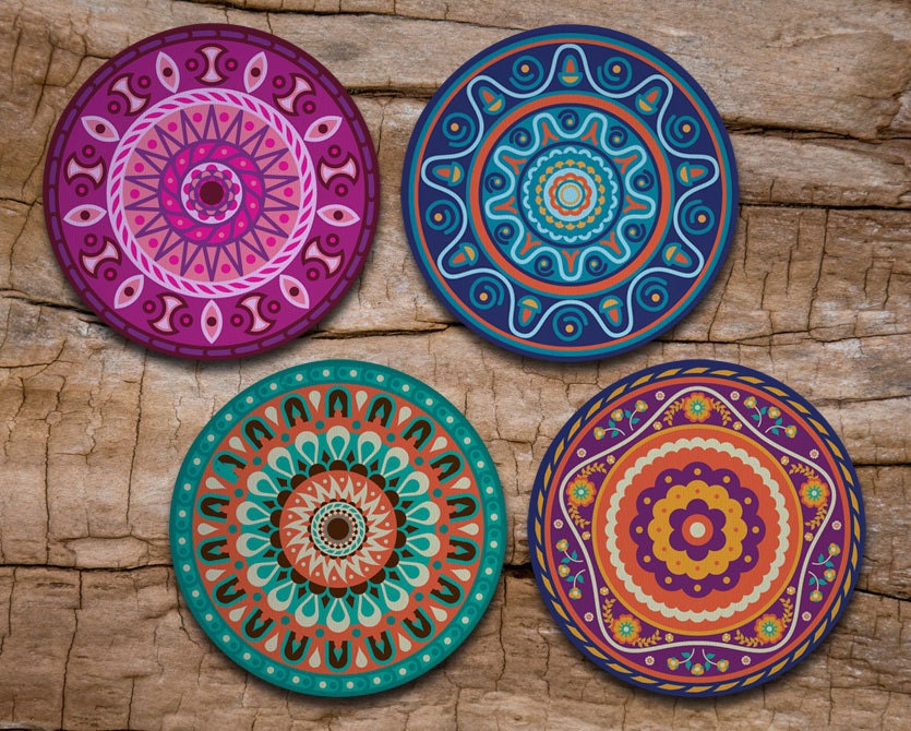 Mandala Coaster Set of 4 Mandala Art Drink by