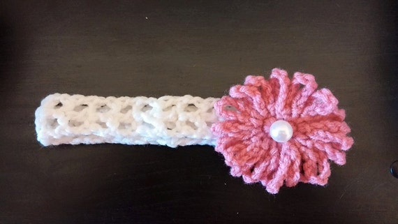 622 New baby headband diameter 84 Crochet Baby Headband 3 6 Month size by RachelsCrochetCorner 