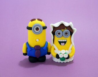 Minion Cake Topper. Wedding cake topper. Personalize fondant Minion wedding cake topper
