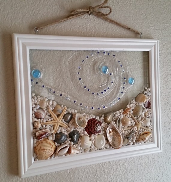 Items similar to Seashell Art Decor White Framed "Ocean Treasures