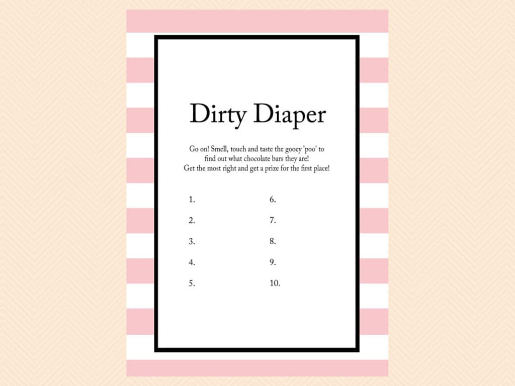 Dirty Diaper Sweet Mess Printable Baby Shower Games