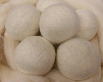 Wool Dryer Balls - 3 Large Natural Wool Dryer Balls - Dryer Ball Set - Wool felt Balls - Great For Cloth Diapers - Felted Dryer Balls