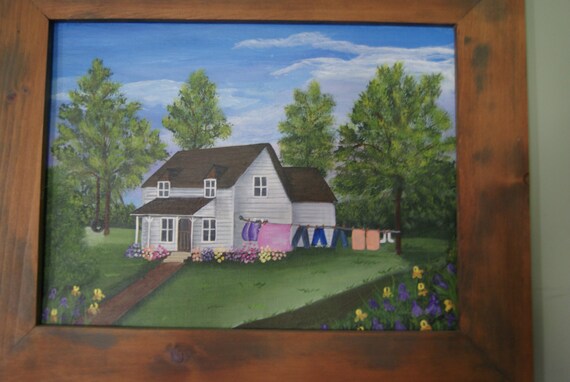 Country Cottage Painting Wall decor wall hanging wood