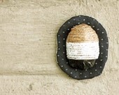 Polka dot Jute Brooch handmade, Fabric brooch, Painted pin, Boho style, Boho jewelry, Gift for her, Eco friendly, Painted brooch