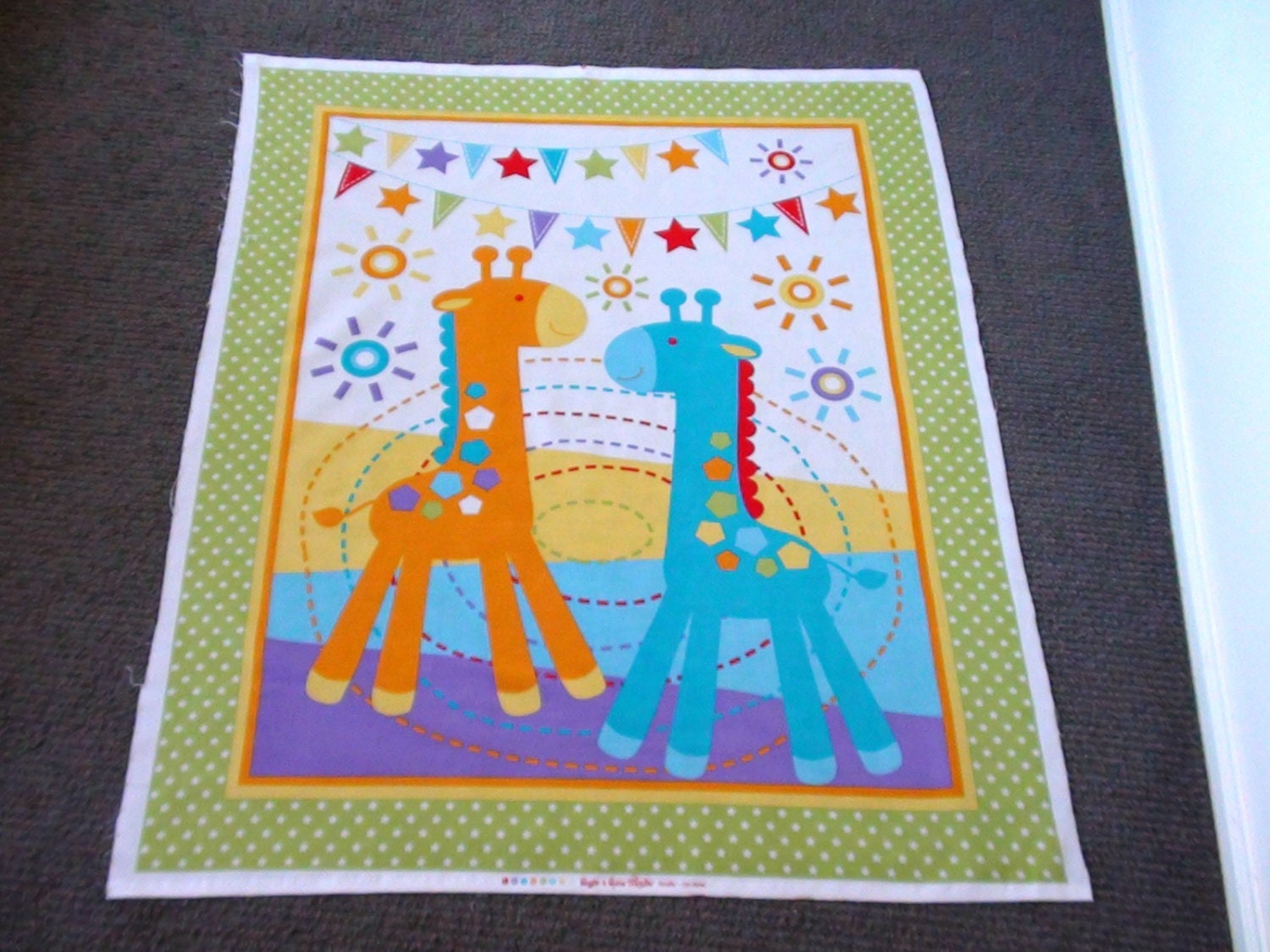 Baby quilt panel. Fabric for kids. Nursery fabric. Novelty