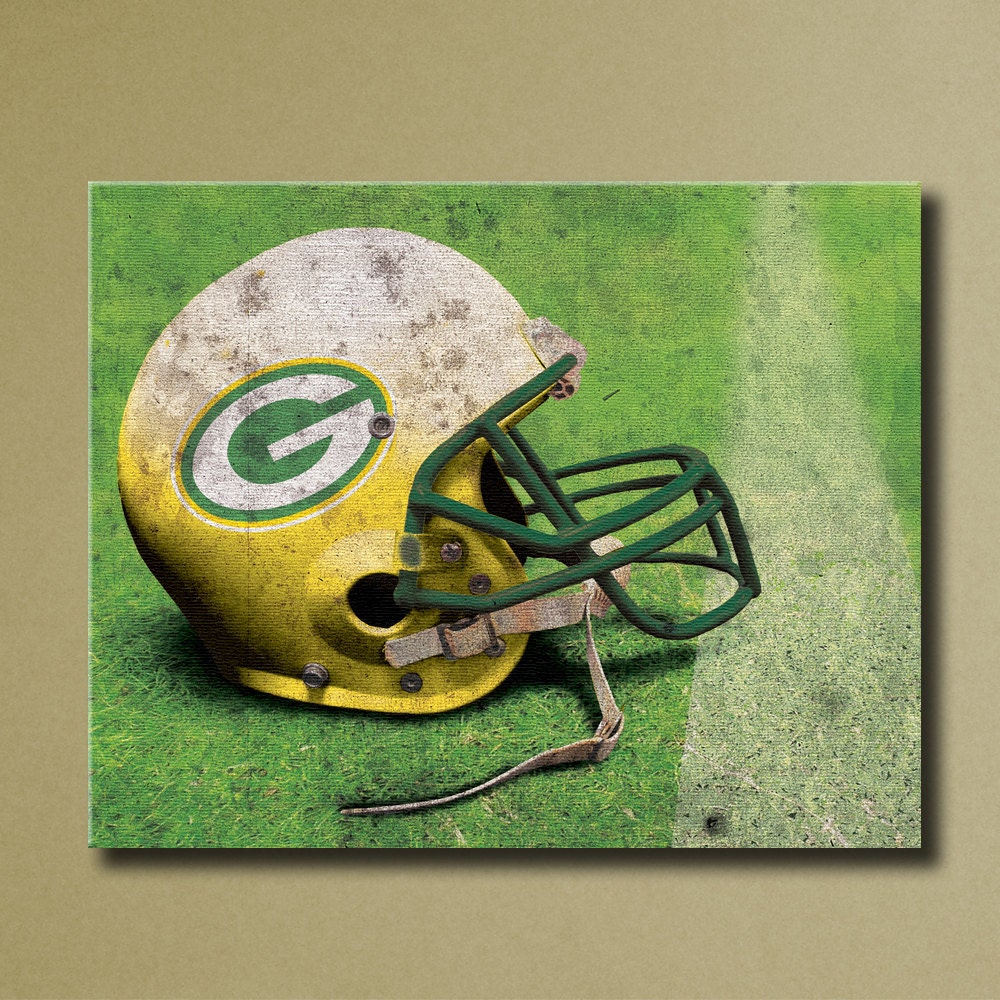 Green Bay Packers Canvas Wall Art Grunge Football by SportsCorner