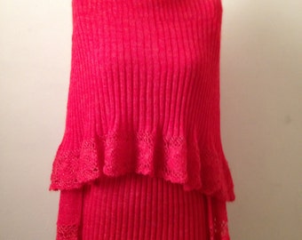 Chunky Cowl neck Sweater with metallic crochet