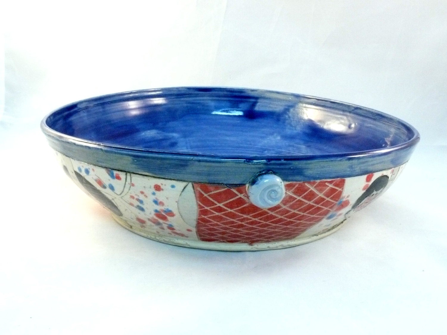 Serving Dish Ceramic Pasta Bowl in Cobalt by BlueSkyPotteryCO