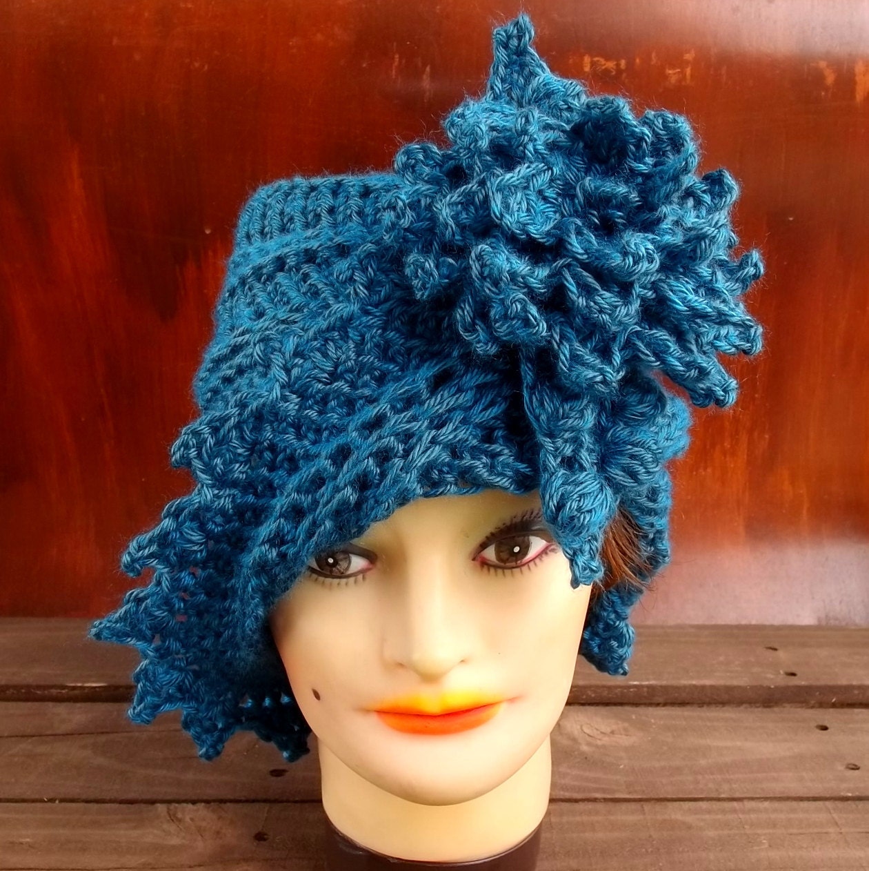 Ocean Blue Cloche Hat Womens Crochet Hat Blue Womens Hat