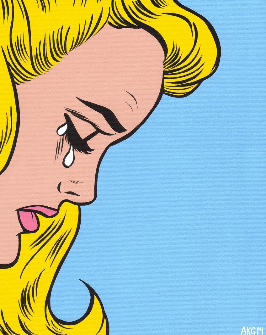 Blonde Crying Comic Girl By Turddemon On Etsy