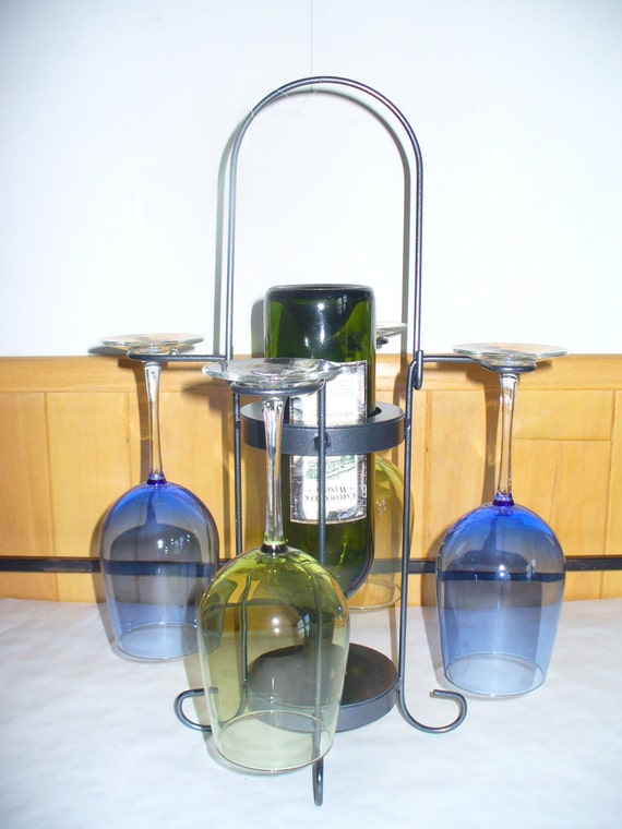 4Glass single bottle tabletop wine holder by MinnesotaIronWorks