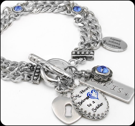 Military Army Charm Bracelet Military Jewelry by BlackberryDesigns