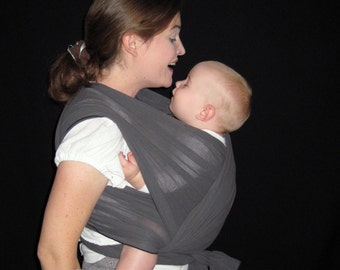 Gauze Baby Wrap, Charcoal Gray, DVD included - summer wrap, super breathable, nonstretchy, baby shower gift, cotton wrap, FWCC, baby carrier