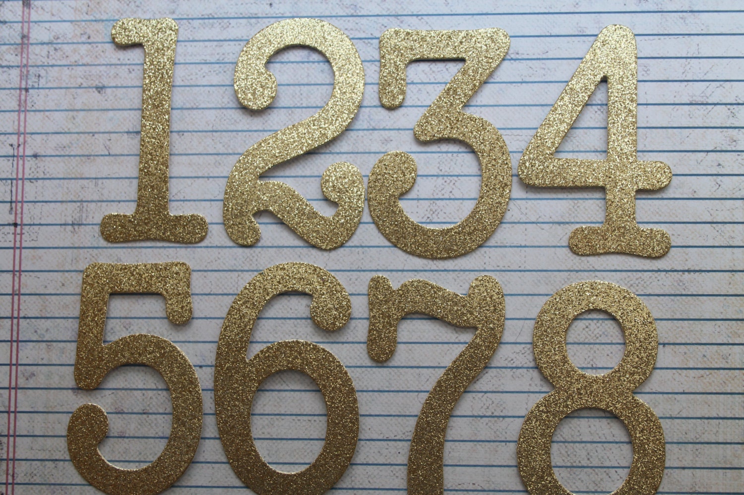 Glitter Table Numbers 3 inch tall GOLD or SILVER Glittered