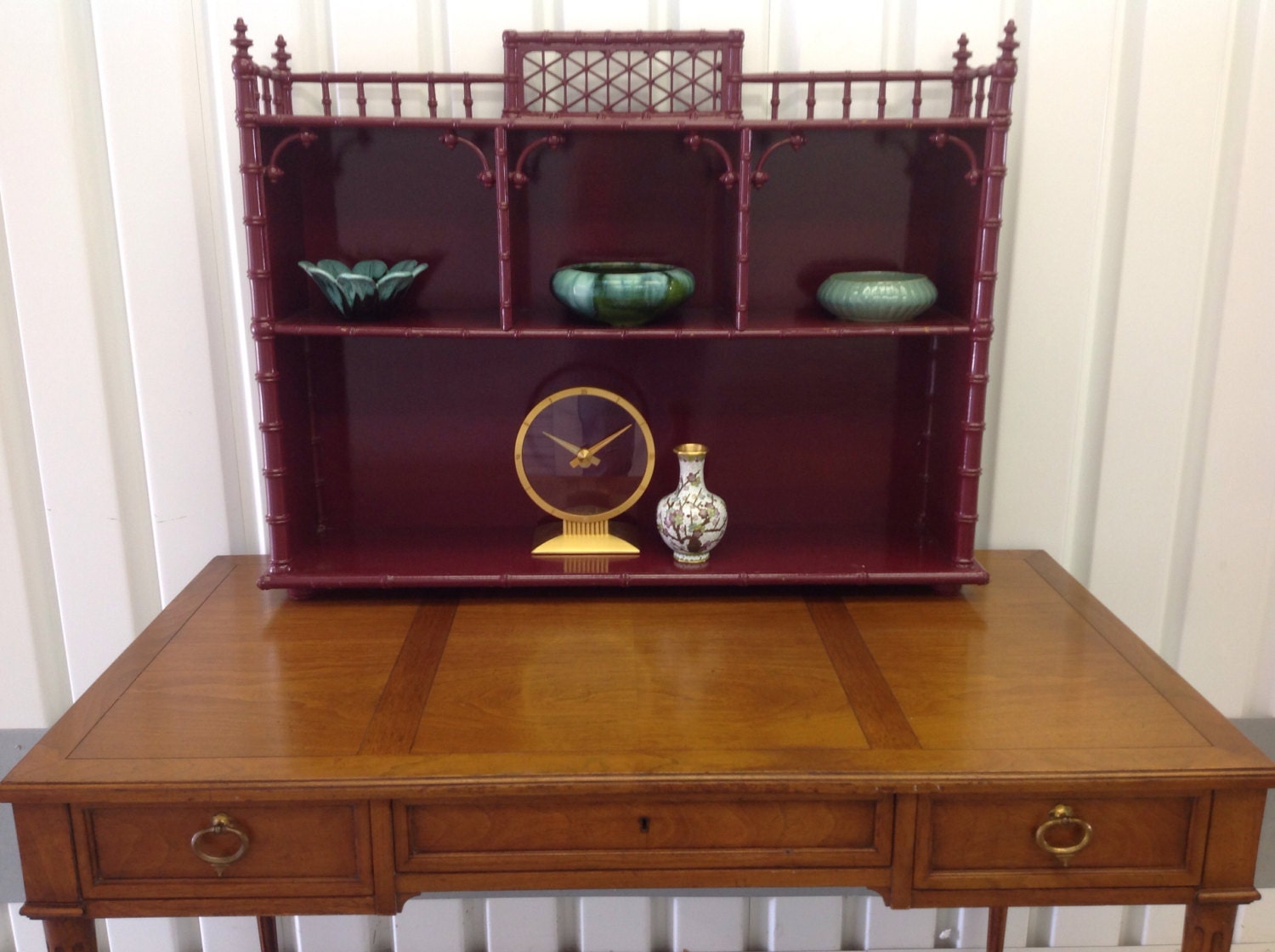 FAUX BAMBOO Display Shelf Victorian Era c1900 Antique Desktop Storage