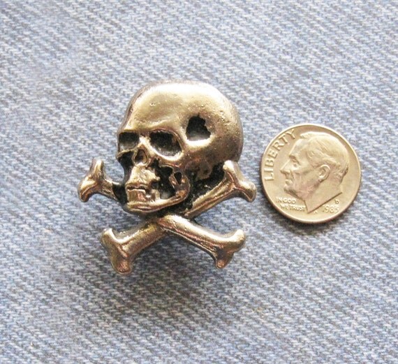 Skull Crossbones Hat Lapel Jacket Pin Antique German by FOUNDLINGS