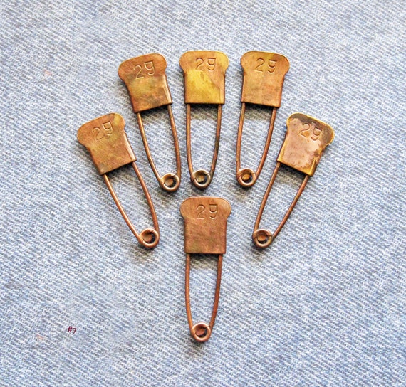 Rustic Laundry Pin Number ID Tag Lot Six 6 Antique by FOUNDLINGS