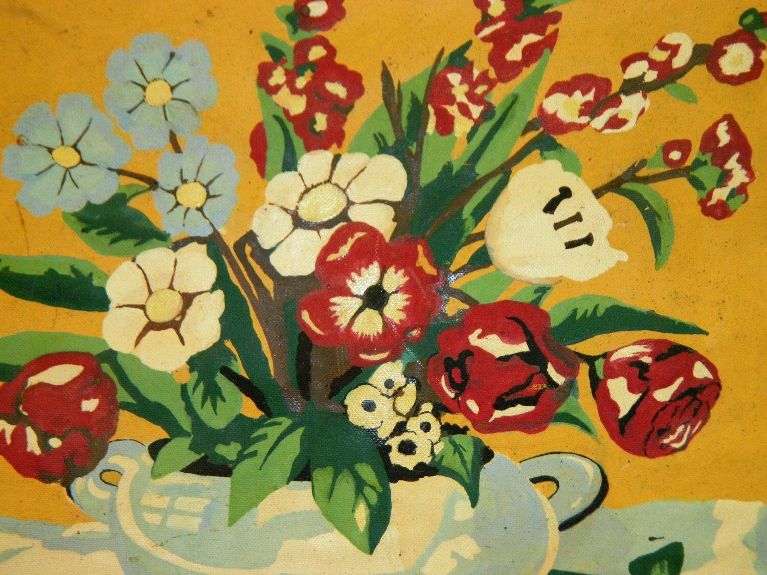 Vintage Floral Paint by Numbers Flower Vase by TheIDconnection