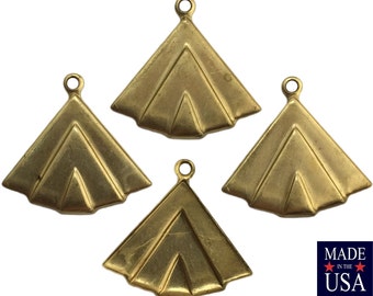 1 Loop Raw Brass Layered Triangle Charm Pendant with Loop (6) mtl391G
