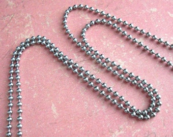 Stainless Steel 24" ball chain. 2.5mm beads. For MEN. Made in USA! Tube Connector. Add a bead-ball chain to your charm order w/Tipsy Whimsey