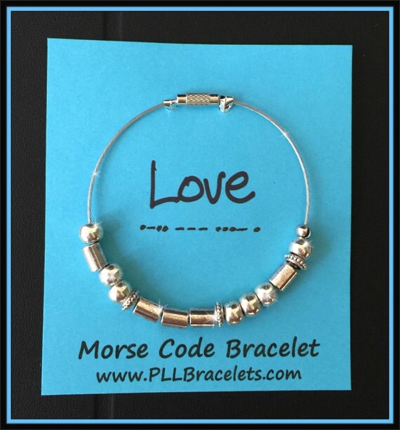 Morse Code Silver Bracelet / Morse Code Jewelry / Morse Code Bangle / Peace Love I Love You / Custom Word Bracelet / Friendship Bracelet /BF
