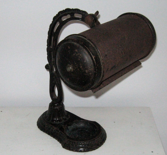 Antique Cast Iron Desk Lamp / Cast iron Lamp / Curved by vintagous