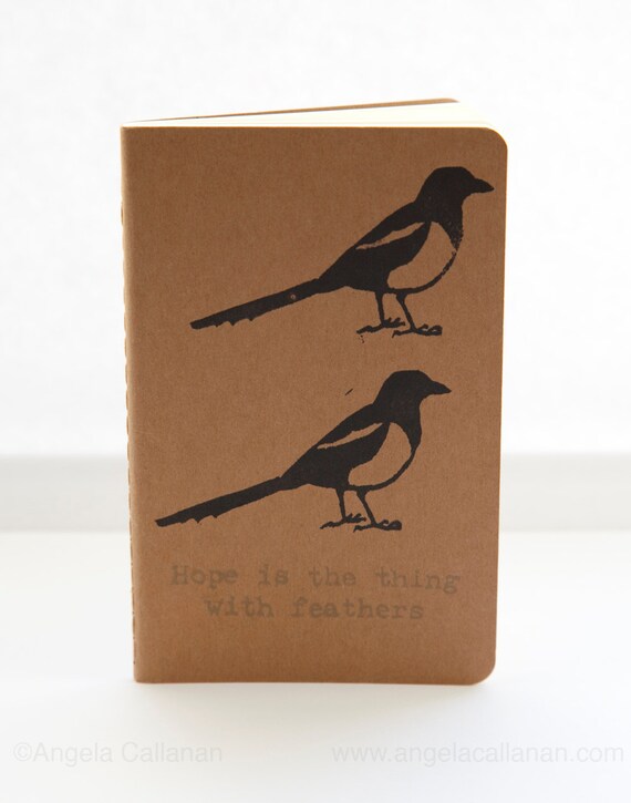 Magpies Hand Printed with Rubber Stamp Moleskine by AngelaCallanan
