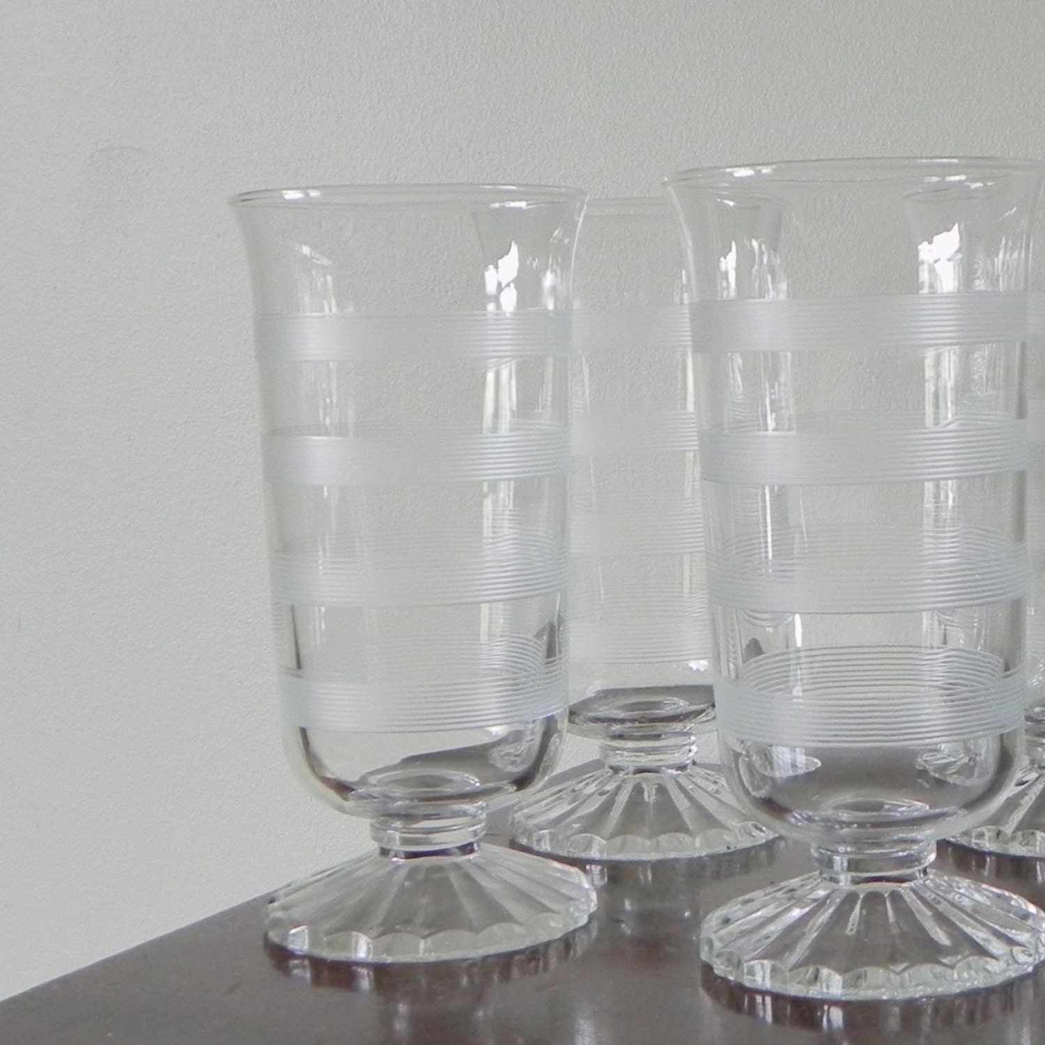 Vintage striped stemware parfait glasses ice tea beverage ice