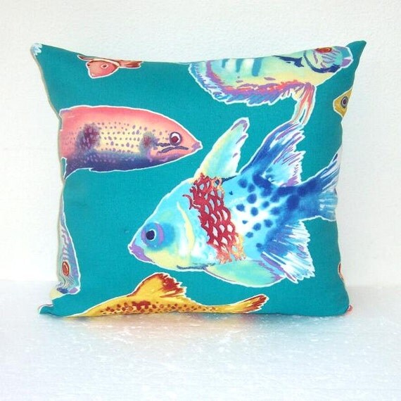 Outdoor Tropical Fish Print Pillow Cover 18x18 by abellawear