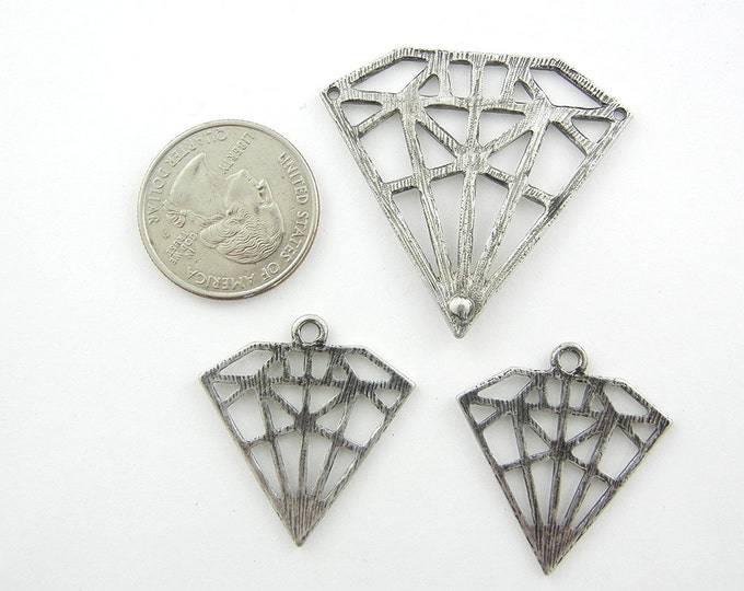 Set of Diamond Cut-out Pendant and Charms