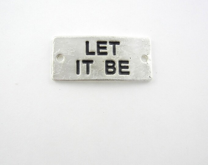 Let It Be Double Link Message Bar Antique Silver-tone Slightly Curved