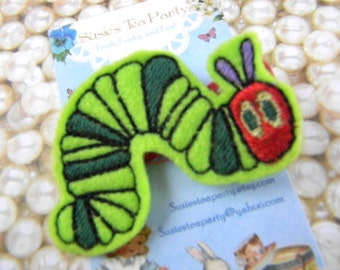 Felt Caterpillar Hair Clip-Baby Hair Clip-Green Caterpillar Hair Clip-Toddler HairClip-Felt Hair Clip-Feltie Hair Clip