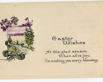 Easter Vintage Postcard Golden Cross with by sharonfostervintage