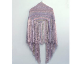 Fringe Shawl Knitting Pattern, Bridal Shawl Pattern, Instant Download, Easy Knit Shawl PDF Pattern, Triangle Boho Shawl, Knit Wrap Pattern