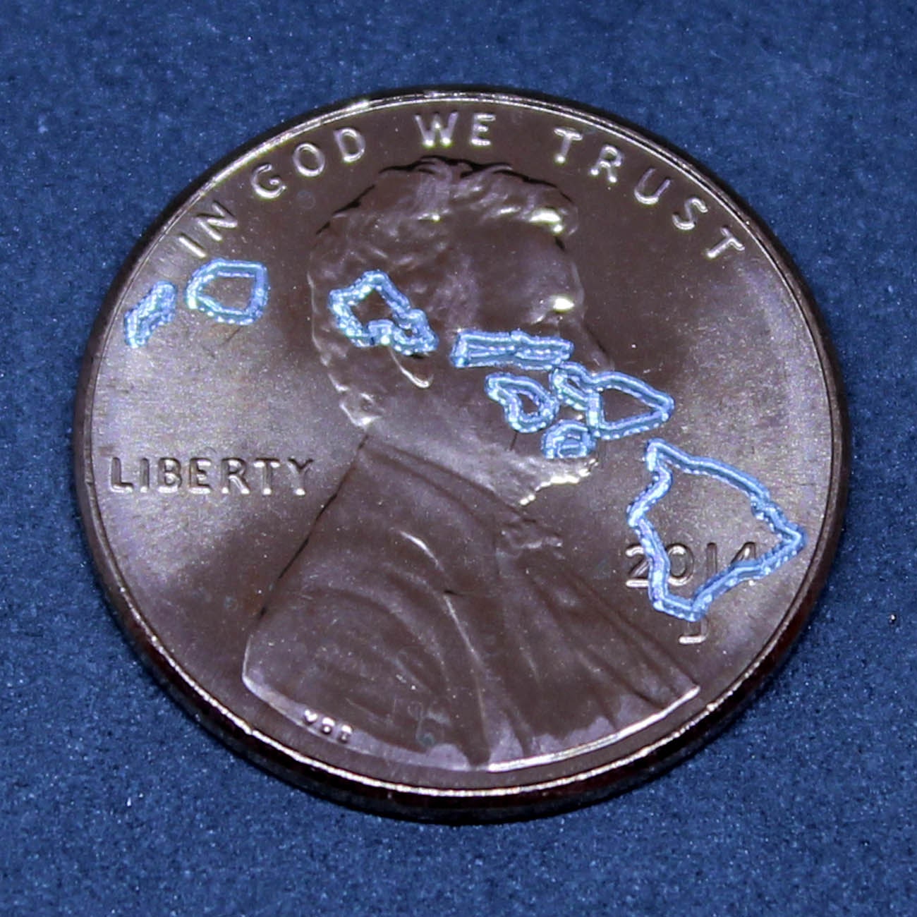 Lucky penny with Hawaii engraved