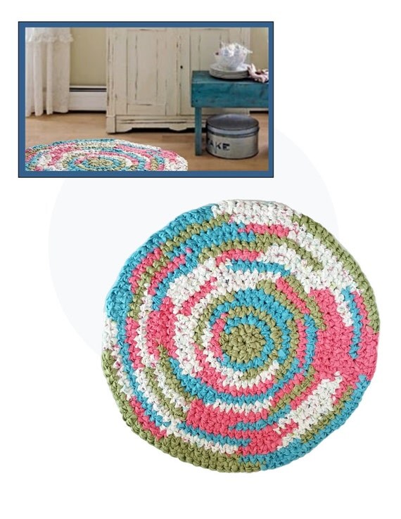 Country Area Rug handmade washable cotton rag rug fabric crochet