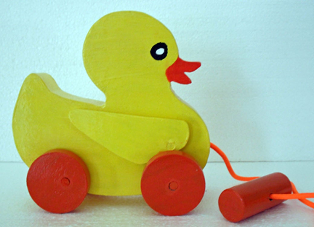 Waddling Duck Pull Toy Handmade Wooden Montessori Toddlers