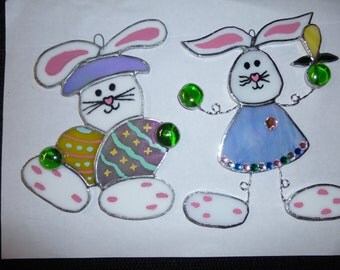 Stained glass Easter Bunnies(set of these two)